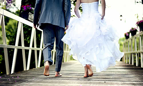 Weddings in Cornwall - barefoot on the sand