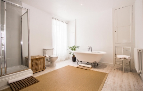 Bathroom facilities both a bath and a shower | Blue Monkey Cornwall