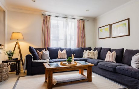 Luxurious living room with our cosy fire | Blue Monkey Cornwall